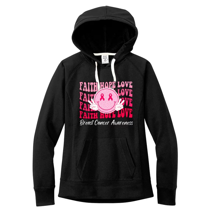 Faith Hope Love Breast Cancer Awareness Month Warrior Women's Fleece Hoodie