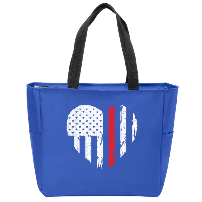 Firefighter Heart Love Distressed Usa Flag Wife Friend Gift Zip Tote Bag