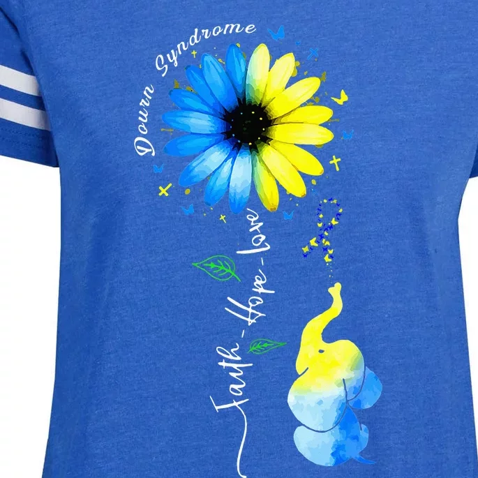 Faith Hope Love Awareness Downs Syndrome The Blue Elephant Enza Ladies Jersey Football T-Shirt