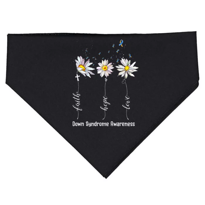 Faith Hope Love Down Syndrome Awareness Flower USA-Made Doggie Bandana