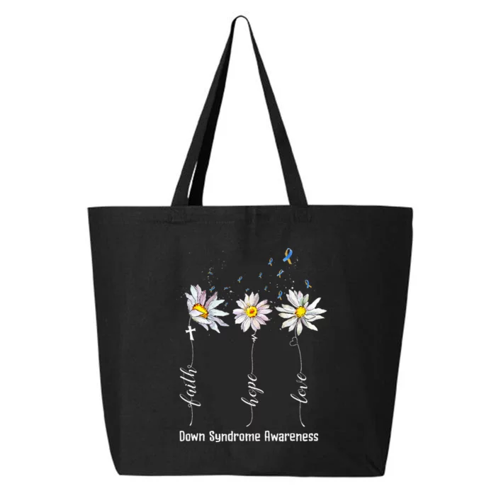 Faith Hope Love Down Syndrome Awareness Flower 25L Jumbo Tote