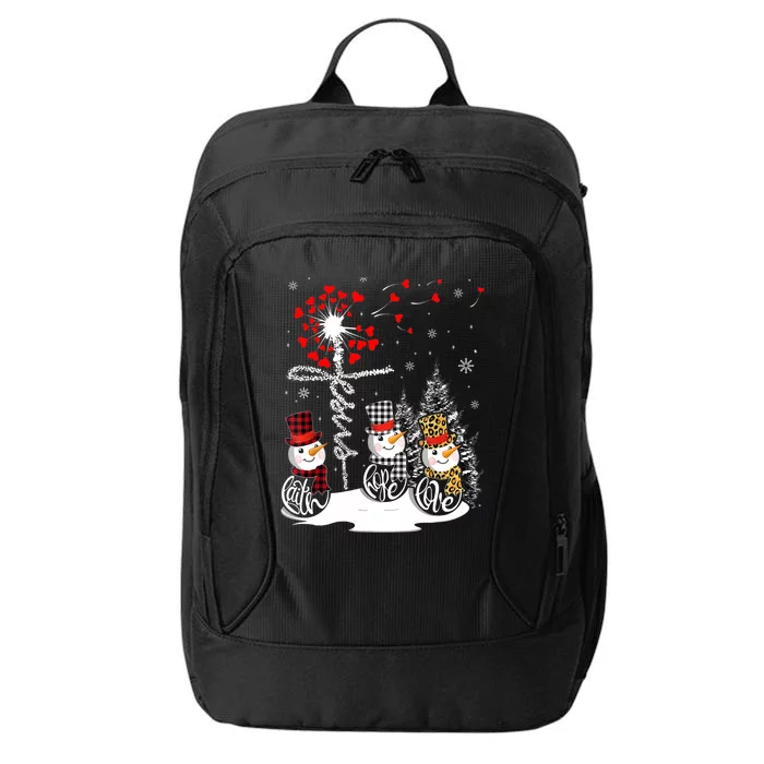 Faith Hope Love Snowman Jesus Dandelion Christian Christmas TShirt City Backpack