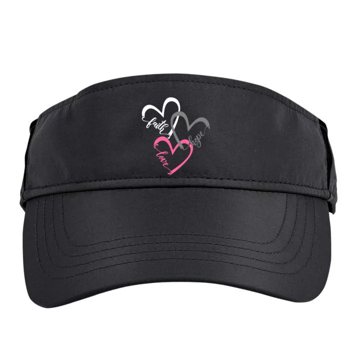 Faith Hope Love Hearts Tee Adult Drive Performance Visor