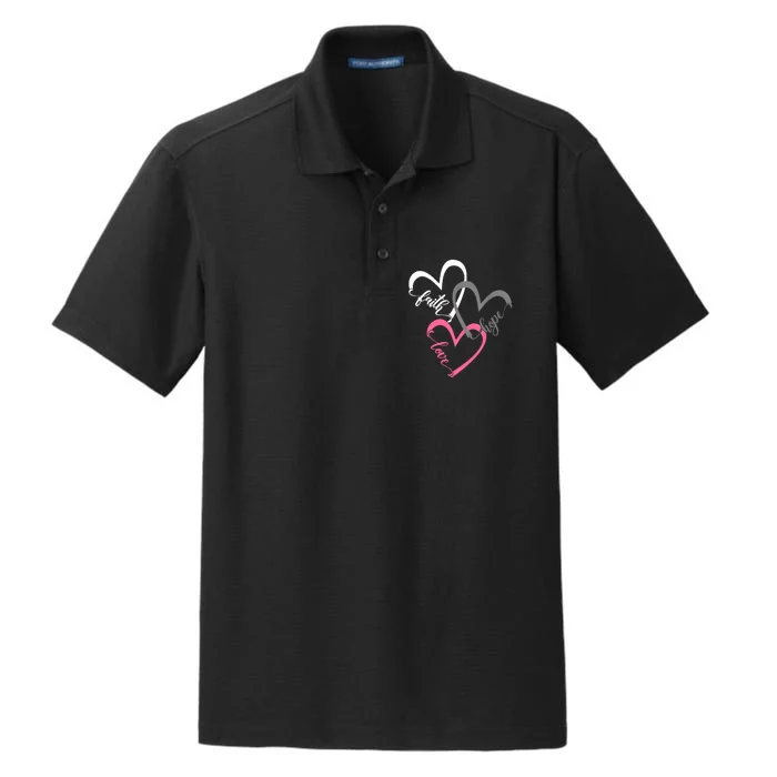 Faith Hope Love Hearts Tee Dry Zone Grid Performance Polo