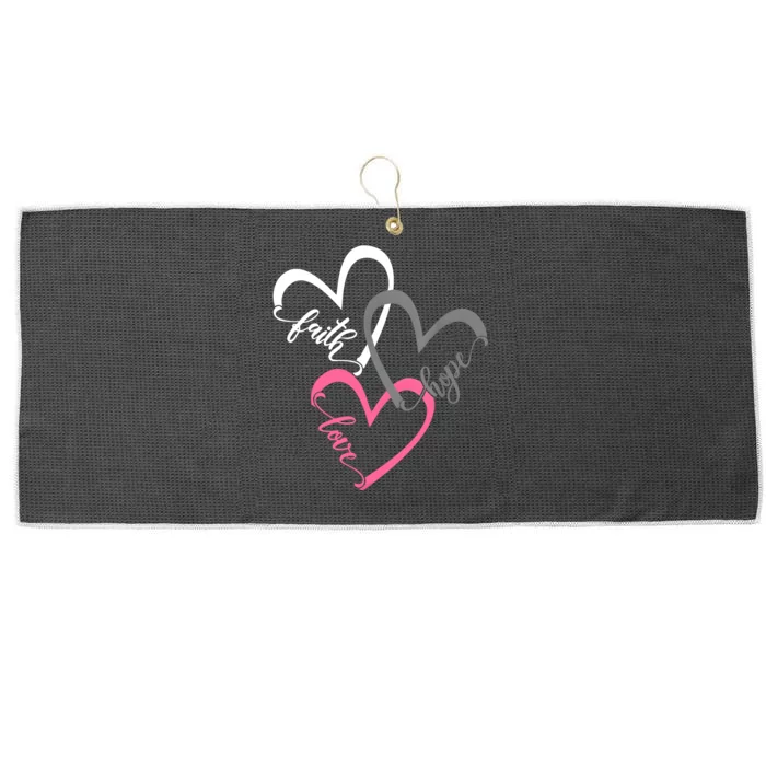 Faith Hope Love Hearts Tee Large Microfiber Waffle Golf Towel