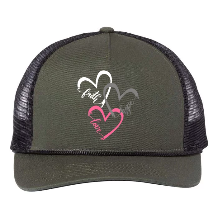 Faith Hope Love Hearts Tee Retro Rope Trucker Hat Cap