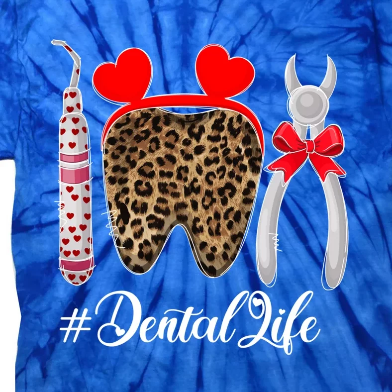 Funny Heart Leopard Tooth Dental Life Valentine's Day Gift Tie-Dye T-Shirt