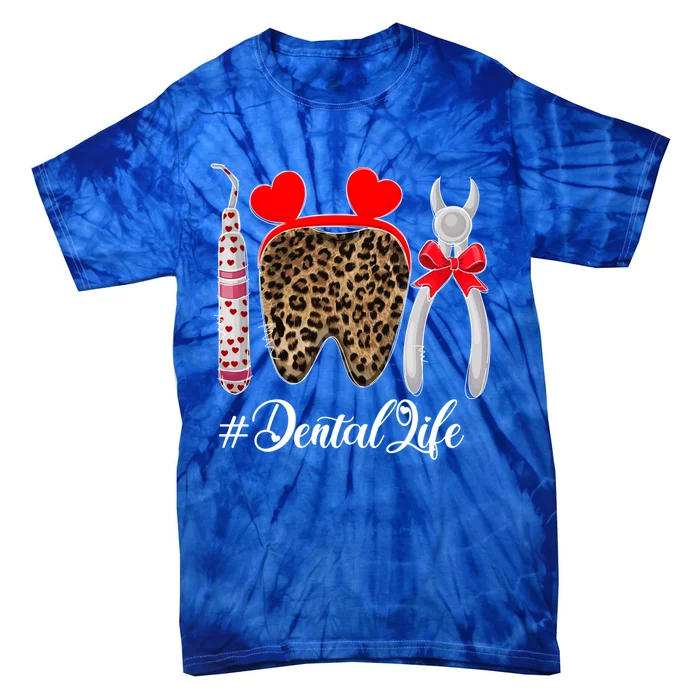 Funny Heart Leopard Tooth Dental Life Valentine's Day Gift Tie-Dye T-Shirt