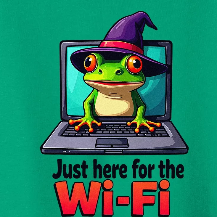 Funny Halloween Laptop Wifi Frog Witch Coffee Shop Toddler T-Shirt