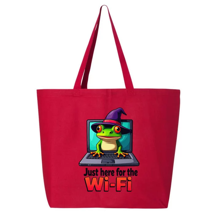 Funny Halloween Laptop Wifi Frog Witch Coffee Shop 25L Jumbo Tote