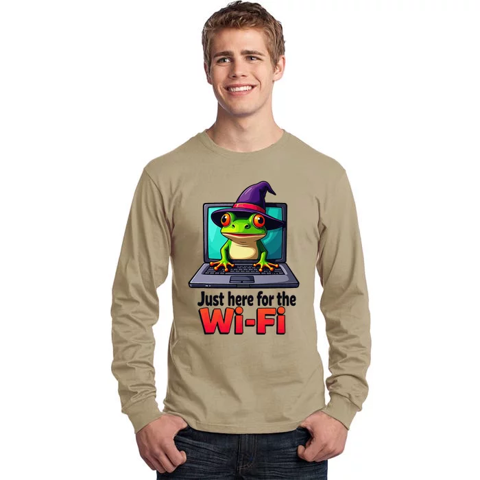 Funny Halloween Laptop Wifi Frog Witch Coffee Shop Tall Long Sleeve T-Shirt