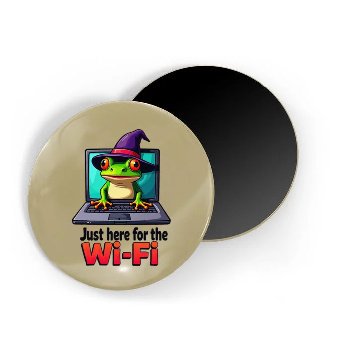 Funny Halloween Laptop Wifi Frog Witch Coffee Shop Magnet