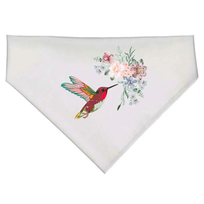 Flowers Hummingbird Lover Vintage Nature Hummingbird Gift USA-Made Doggie Bandana