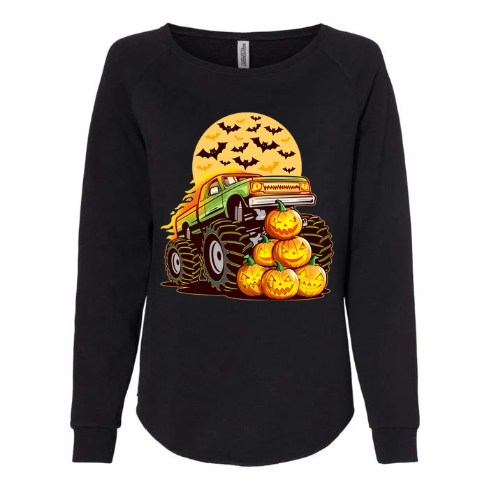 Funny Halloween Monster Truck Womens California Wash Sweatshirt