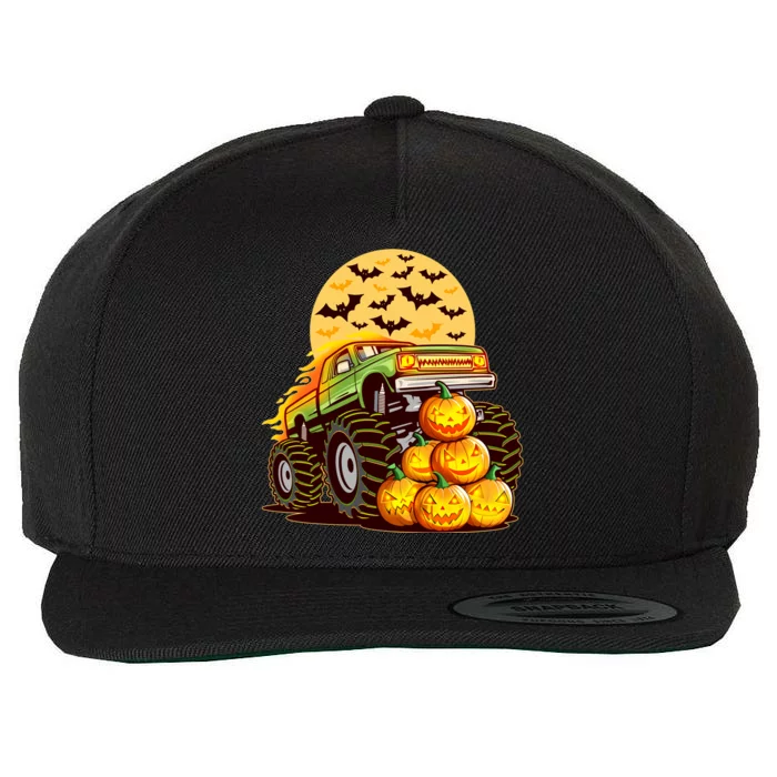 Funny Halloween Monster Truck Wool Snapback Cap