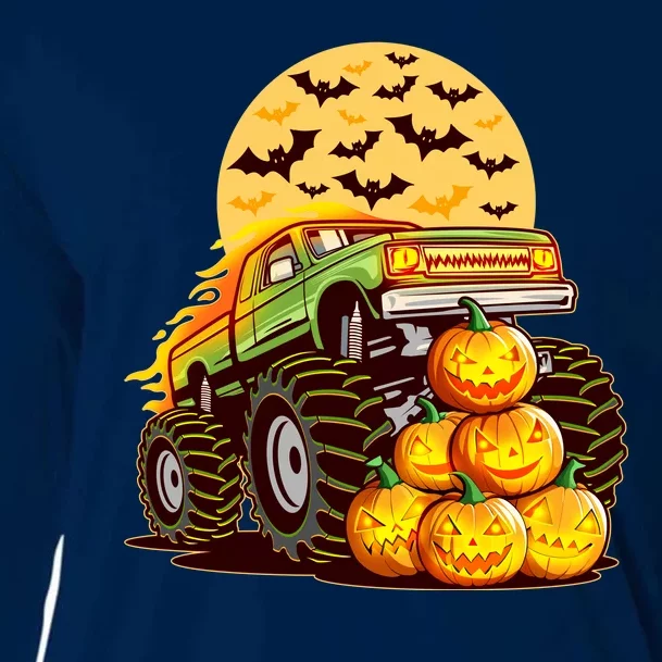 Funny Halloween Monster Truck Cooling Performance Long Sleeve Crew