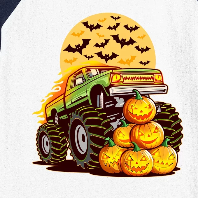 Funny Halloween Monster Truck Baseball Sleeve Shirt