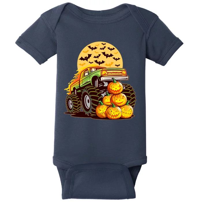 Funny Halloween Monster Truck Baby Bodysuit