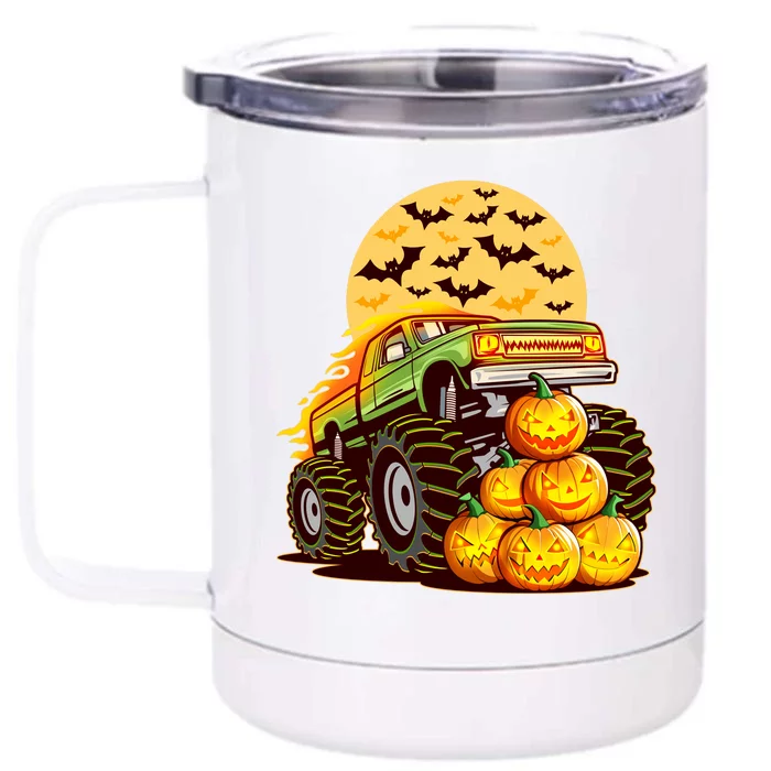 Funny Halloween Monster Truck Front & Back 12oz Stainless Steel Tumbler Cup