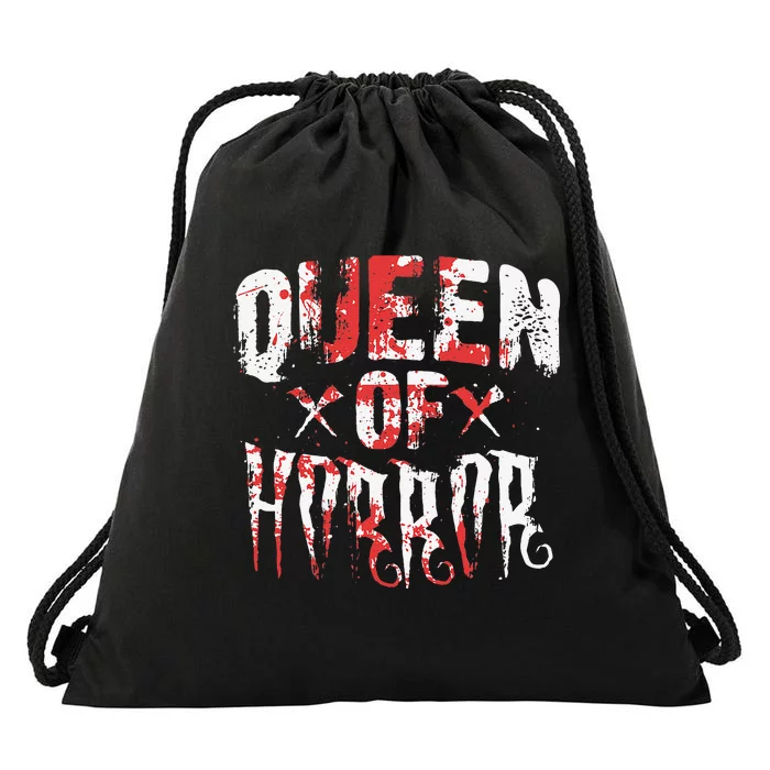 Funny Horror Movie Gift Scary Queen Of Horror Mother's Day Drawstring Bag