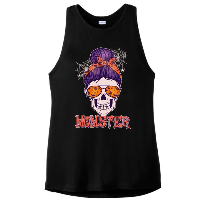 Funny Halloween Momster Monster Skull Ladies Tri-Blend Wicking Tank