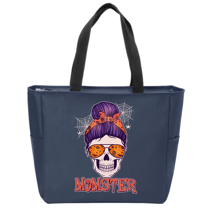 Funny Halloween Momster Monster Skull Zip Tote Bag