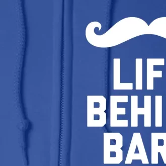 Funny Handlebar Mustache Gift Life Behind Bars Bearded Guy Gift Full Zip Hoodie