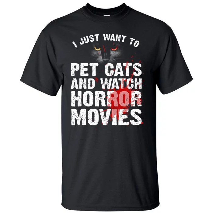 Funny Horror Movie For Cat Lover Halloween Tall T-Shirt