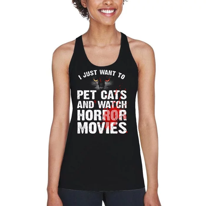 Funny Horror Movie For Cat Lover Halloween Women's Racerback Tank