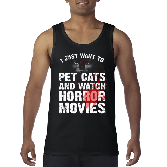 Funny Horror Movie For Cat Lover Halloween Tank Top