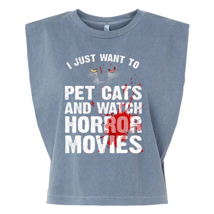 Funny Horror Movie For Cat Lover Halloween Garment-Dyed Women's Muscle Tee