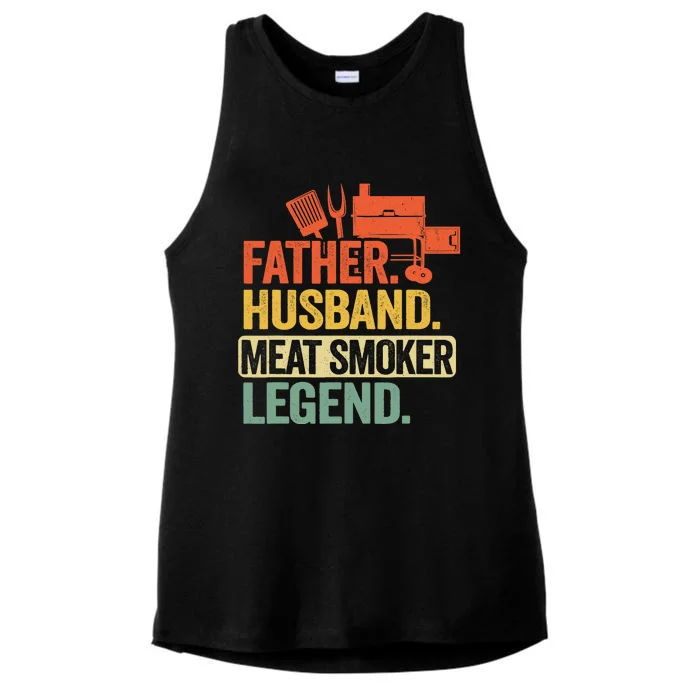 Father Husband Meat Smoker Legend Grilling Dad Meat Smoking Ladies Tri-Blend Wicking Tank