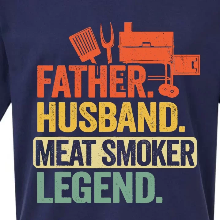 Father Husband Meat Smoker Legend Grilling Dad Meat Smoking Sueded Cloud Jersey T-Shirt