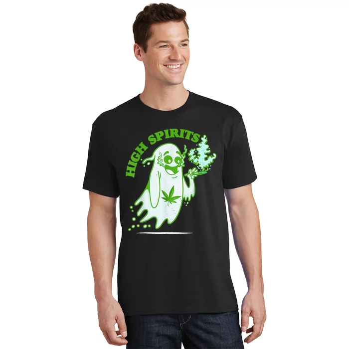 Funny Halloween Marijuana Cannabis Ghost Design Weed Smokers T-Shirt