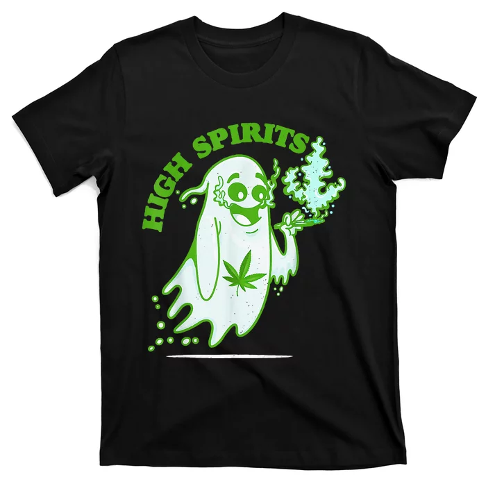 Funny Halloween Marijuana Cannabis Ghost Design Weed Smokers T-Shirt