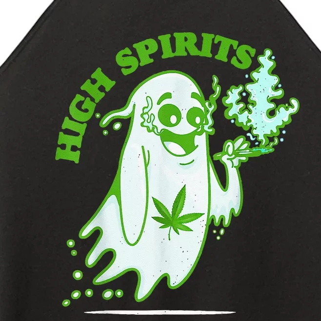 Funny Halloween Marijuana Cannabis Ghost Design Weed Smokers Women’s Perfect Tri Rocker Tank