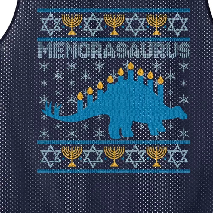 Funny Hanukkah Menorasaurus Dinosaur Ugly Sweater Mesh Reversible Basketball Jersey Tank