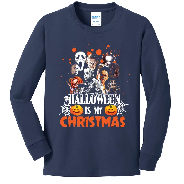 Funny Horror Movies Characters Halloween Is My Christmas Kids Long Sleeve Shirt