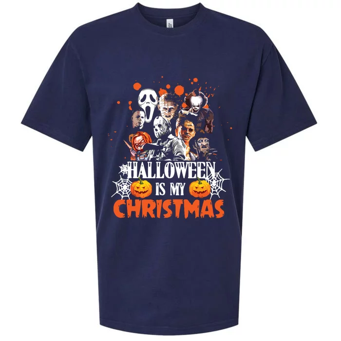 Funny Horror Movies Characters Halloween Is My Christmas Sueded Cloud Jersey T-Shirt