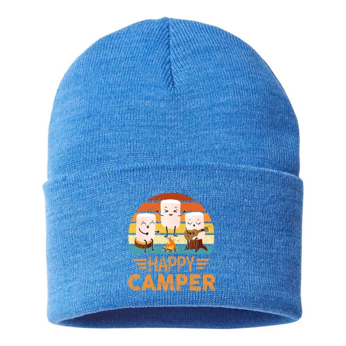 Funny Happy Marshmallow Camper Cute Meaningful Gift Sustainable Knit Beanie