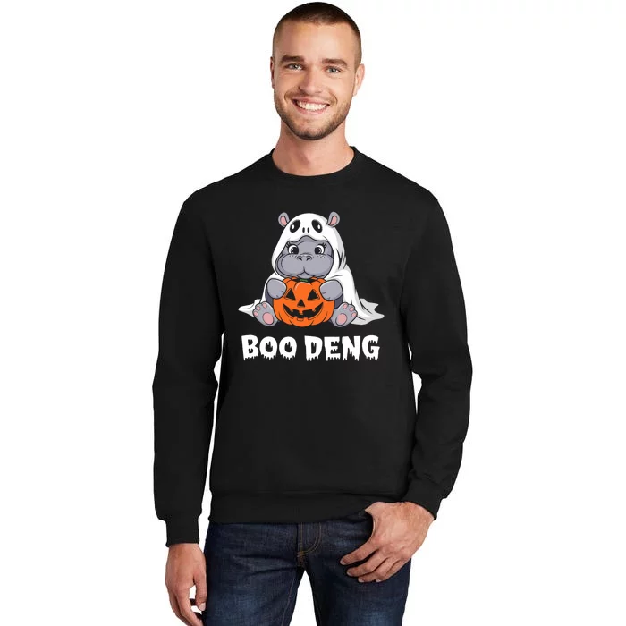 Funny Halloween Moo Deng Baby Hippo Boo Deng Ghost Costume Sweatshirt