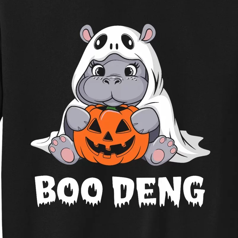 Funny Halloween Moo Deng Baby Hippo Boo Deng Ghost Costume Sweatshirt