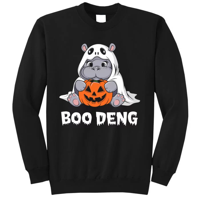 Funny Halloween Moo Deng Baby Hippo Boo Deng Ghost Costume Sweatshirt