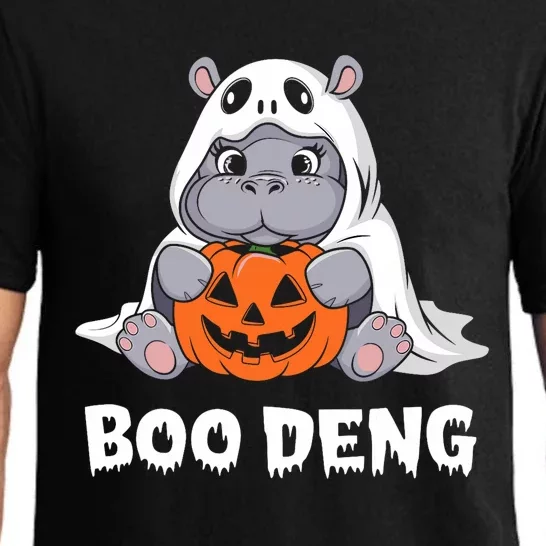 Funny Halloween Moo Deng Baby Hippo Boo Deng Ghost Costume Pajama Set