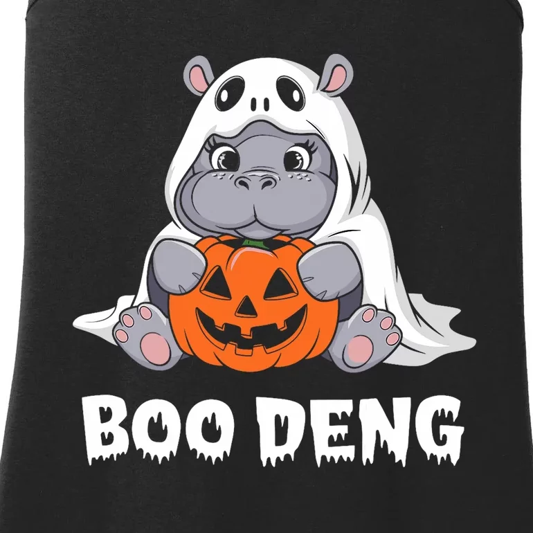 Funny Halloween Moo Deng Baby Hippo Boo Deng Ghost Costume Ladies Essential Tank