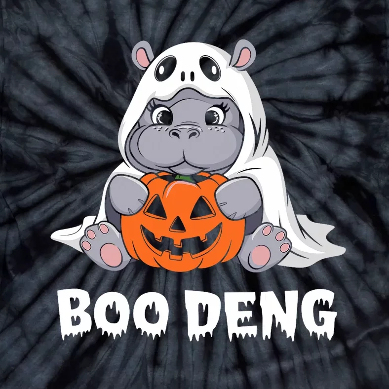 Funny Halloween Moo Deng Baby Hippo Boo Deng Ghost Costume Tie-Dye T-Shirt