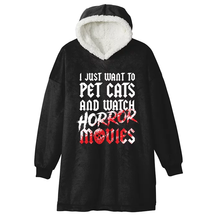 Cats Horror Movie Fan Halloween Horror Cat Lover Gifts Hooded Wearable Blanket