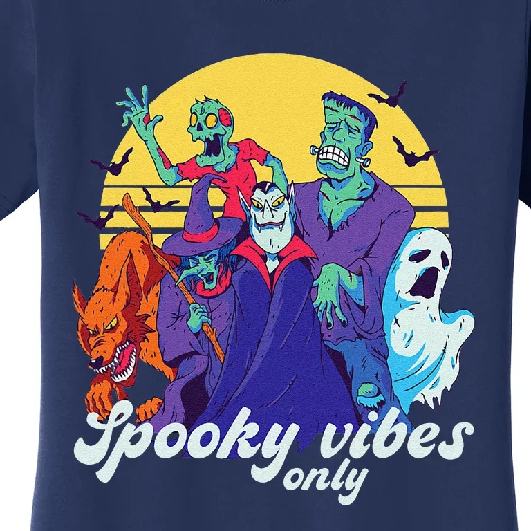Funny Horror Movies Halloween Spooky Vibes Only Graphic Women's T-Shirt