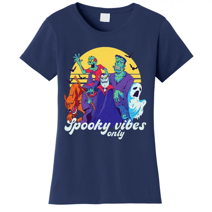 Funny Horror Movies Halloween Spooky Vibes Only Graphic Women's T-Shirt