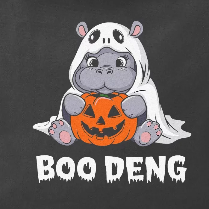 Funny Halloween Moo Deng Baby Hippo Boo Deng Ghost Costume Gift Zip Tote Bag